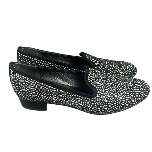 Stuart Weitzman Slipbeads Black Studded Loafers Size 6.5 - Picture 1 of 12